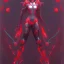 Placeholder: spider goddess, cute cyborg, red, black, star background