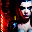 Placeholder: portrait oil on canvas, beautiful punk busty female Cyborg, intense stare, sad glowing eyes, post-apocalyptic in a cyberpunk city,minimal skintight latex dress, bladerunner movie poster, realistic, intriacte detail, sci-fi fantasy style, masterpiece, volumetric lighting, particles, highly detailed ,cinamatic , deep colours,8k, in the style of Kaare Andrews