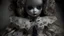 Placeholder: dark tones, high lighting, Cute porcelain doll in a Victorian lace frill dress, intricate, 8k, macro photography,