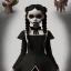 Placeholder: Jenna ortega with wednesday addams black dress,soft goth libstick, wednesday addams make up, overknee socks, dramatic lighting, highly detailed oil painting, volumetric lighting