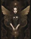 Placeholder: gothic, steampunk delicate metal woman, moth, wings, black background