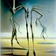 Placeholder: Enhanced surrealism, revisionist histories of downloadable nightmare creature contrivances, by Desmond Morris and Kay Sage and Dan Mahurin, mind-bending surreal image, classic and novel surreal elements, long legs, too many legs, complex contrast, dynamic composition