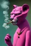 Placeholder: The Pink Panther smokes a cigarette