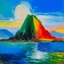 Placeholder: An island in a white sky with shattered clouds painted by Alexej von Jawlensky