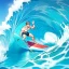 Placeholder: very fit anime surfer boy, surfboard, waves, perfect detail on hands and facial features