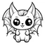 Placeholder: create a 2d black outline, " kawaii kitty with bat wings coloring book for kids", coloring page, low details design, black contour, coloring page design, colorful , card style, coloring page for kids, halloween backgorund,sketch style,