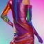 Placeholder: Glittery rainbow dress on mannequin