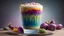 Placeholder: A beautifully layered latte with each layer a different vibrant color, achieved using natural ingredients like beetroot, turmeric, matcha, and butterfly pea flower. The drink is served in a clear glass to showcase the rainbow effect. Ultra Realism, beautiful intricate insanely detailed octane render, 5d, 16k, artistic photography, perfect light, chiaroscuro, award-winning photograph, masterpiece, rule of thirds, 35mm lens, adjust perspective