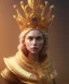 Placeholder: Statue of Queen of photography. Cute blonde woman. Photographer in golden crown. Standing on the street. Big camera in her hand. hyperdetailed, photorealistic, trending on artstation, greg rutkowski, beksinski, kodachrome