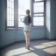 Placeholder: female student studying by the window, anime style, full body, unreal engine 5, cinema4d, sun light, studio lighting --ar 1:1 --v 4