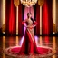Placeholder: azeri female full bdy with traditional dance clothing in modern stage in a royal hall
