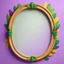 Placeholder: A simple oval wooden frame without decoration in the colors of Mardi Gras green, purple and yellow with a light background to remove