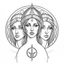 Placeholder: Create a realistis sketch tatto of The three Fates, white background