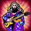 Placeholder: hippie Santa playing electric guitar psychedelic peace sign