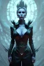 Placeholder: Constance Langdon as evil queen in black leather, leather, busty, cleavage, angry, stern look. character design by cory loftis, fenghua zhong, ryohei hase, ismail inceoglu and ruan jia. unreal engine 5, artistic lighting, highly detailed, photorealistic, fantasy