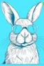 Placeholder: Naive style outline drawing of a bunny with sunglasses