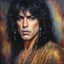 Placeholder: Paul Stanley Facial Portrait, dark, multicolored watercolor stained wall in the background, oil painting in the art style of Boris Vallejo, 32k UHD, Hyper realistic, photorealistic, realistic, sharp, highly detailed, professional quality, beautiful, awesome, majestic, superb, trending on artstation