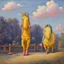 Placeholder: Big pink toy horse.19th painting