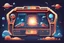 Placeholder: arcade screen , space shooter game, , front view, vector style