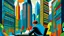 Placeholder: man working with a background of skyscrapers, in the style of henri matisse - n 4 - g - g n 4 - s 1 5 0 - s 1 5 0 1 5 0 @ ą sb
