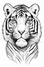 Placeholder: outline art. cute tiger, white background