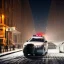 Placeholder: large cop drinking a coffee standing next to a cop car, snowy streets of new york at night, dramatic, dramatic lighting, volumetric lighting, hyperrealism, 8k, high quality, photorealistic, lot of details