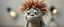 Placeholder: close up portrait of hairy fluffy polymer clay cute happy worried monster with realistic human skin, and long sleek limbs and with studio lights