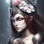 Placeholder: lady warrior with white top and black eyes and flower