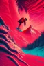 Placeholder: Snowboarding, psychedelic, red tones, fantasy landscape