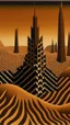 Placeholder: A brown badlands with spikes designed in ancient Egyptian hieroglyphics painted by Victor Vasarely