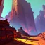 Placeholder: FROM THE PLAYER,stylized,canyon,dungeons map,post apocalyptic,AI,futuristic,roboquest,4k,details stylized,boss enermy,rogulikes