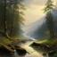 Placeholder: A black forest with a river painted by Ivan Aivazovsky