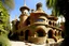 Placeholder: A brown stone palace designed in African pottery painted by Antoni Gaudi