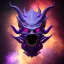 Placeholder: oni purple mask in galaxy, teal and purple smoke, detailed, realistic, 4k