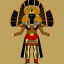 Placeholder: The egyptian god Ra, head of a falcon, superhero pose, desert background, epic, powerful, concept art style