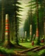 Placeholder: A forest filled with totem poles painted by George Inness