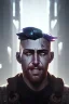 Placeholder: portrait,badass white man, smiling, shor hair, post-apocalyptic in a cyberpunk city, realistic, intriacte detail, sci-fi fantasy style, volumetric lighting, particales,highly detailed,cinamatic, deep colours,8k