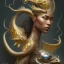 Placeholder: sango fantasy, fantasy magic, intricate, sharp focus, illustration, highly detailed, digital painting, concept art, matte, artgerm and paul lewin and kehinde wiley, masterpiece silver dragon head golden Asian nice breast Afo woman black waves