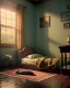 Placeholder: Room scene with alligator sleeping, Wes Anderson styler, concept art, smooth, unreal engine 5, god lights, ray tracing, RTX, lumen lighting, ultra detail, volumetric lighting, 3d.