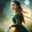 Placeholder: head of chinese hobbit, seductive, smiling, joyful, perfect eyes, soft light, fireflies, moon, night, mountains, trees, fantasy, woolitize, 85mm, RTX, Stanley Artgerm Lau, Salvador Dali, Agnes Cecile, Bouguereau