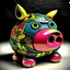 Placeholder: piggy bank in comic book style