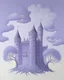 Placeholder: A pale light purple castle with ghosts painted by Rene Magritte