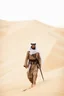 Placeholder: Photography Misterius Arabian Warrior Man Walking alonely on desert