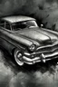 Placeholder: An old classic car 1900 , Hyper Realistic Aerial Grungy Dark-Grey Brush strokes on a dark rustic background with charcoals