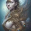 Placeholder: sango fantasy, fantasy magic, intricate, sharp focus, illustration, highly detailed, digital painting, concept art, matte, artgerm and paul lewin and kehinde wiley, masterpiece sexy lips Asian afro lips black African lady body mermaid blue Dragon head golden space lady sea under water mermaid pretty