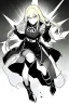 Placeholder: angry blonde girl, angry pose, full body, greyscale