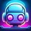 Placeholder: an app icon, that is visible even when small. It is a head shot of a cute little cyberpunk robot responsible for building things. The background should be uncluttered. There should be some padding around the main character