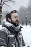 Placeholder: Uomo triste in un parco con la neve