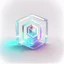 Placeholder: 3d holographic startup icon isolated on infinite white background, glow, glass effect, 4k. sober. fintech