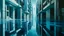 Placeholder: Character in a dreamlike cityscape with crystal-clear water channels, abstract, monolithic buildings with no openings, immaculate walls projecting geometric shadows onto the water, reflections duplicating the enigmatic architecture, an atmosphere of contemplative mystery, diffused, ethereal light, metaphysical hyperrealism style